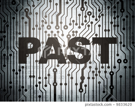 Time concept: circuit board with Past Time concept: circuit board with Past 9833620