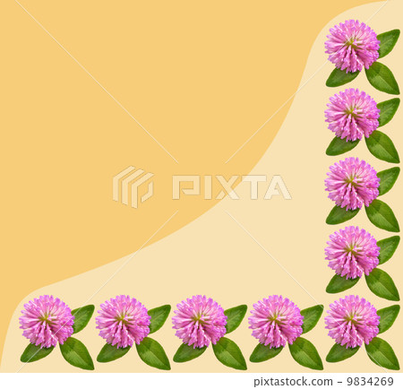 Frame with clover on a yellow background 9834269