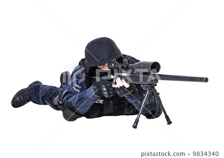 SWAT officer with sniper rifle 9834340