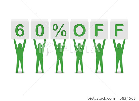 Discount. 60 percent off. Concept 3D illustration. Discount. 60 percent off. Concept 3D illustration. 9834565
