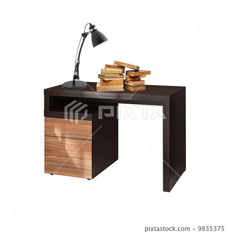 stack books on the desk with lamp stack books on the desk with lamp 9835375