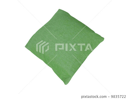Green pillow isolated on white 9835722