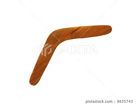 Brown wooden boomerang isolated on white background Brown wooden boomerang isolated on white background 9835743