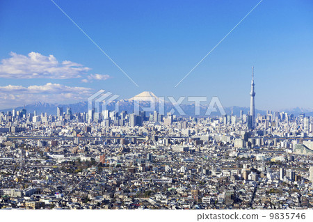 Mt. Fuji and the whole picture of Tokyo (I hope... - Stock Photo