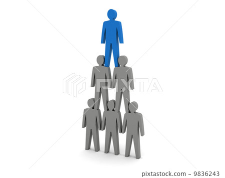 Human pyramid. Team hierarchy. Company boss. Concept 3D illustration Human pyramid. Team hierarchy. Company boss. Concept 3D illustration 9836243