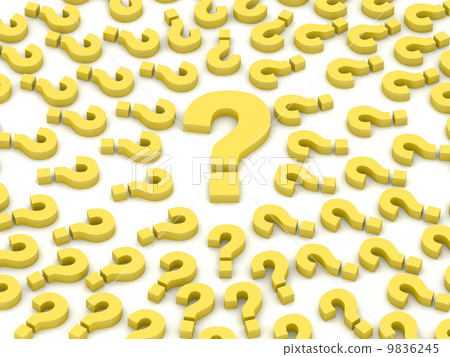 Question sign surrounded by question marks. Concept 3D illustration. Question sign surrounded by question marks. Concept 3D illustration. 9836245