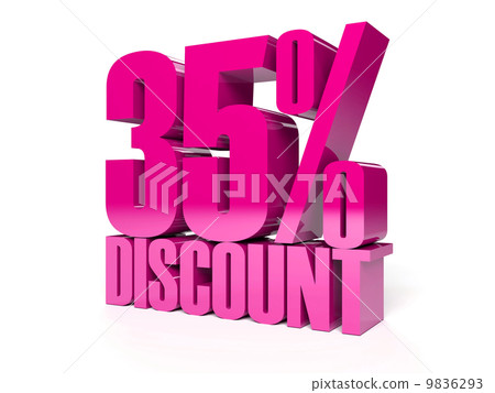 35 percent discount. Pink shiny text. Concept 3D illustration. 35 percent discount. Pink shiny text. Concept 3D illustration. 9836293