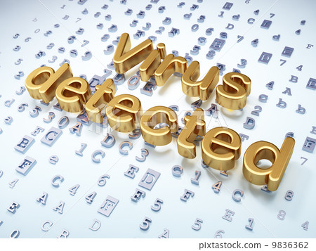 Security concept: Golden Virus Detected on digital background Security concept: Golden Virus Detected on digital background 9836362