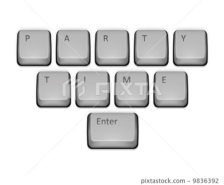 Phrase Party Time on keyboard and enter key Phrase Party Time on keyboard and enter key 9836392