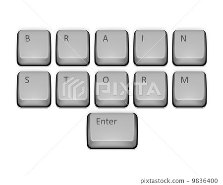 Word Brainstorm on keyboard and enter key. Word Brainstorm on keyboard and enter key. 9836400
