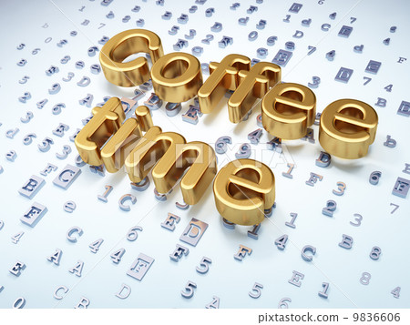 Time concept: Golden Coffee Time on digital background 9836606