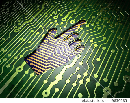 Web development concept: Mouse Cursor on circuit board background Web development concept: Mouse Cursor on circuit board background 9836683