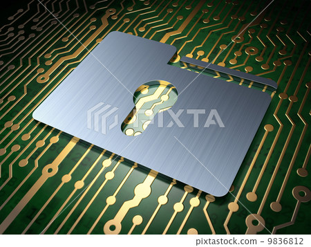 Business concept: Folder With Keyhole on circuit board background Business concept: Folder With Keyhole on circuit board background 9836812