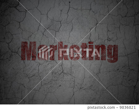 Advertising concept: Marketing on grunge wall background 9836821