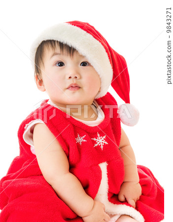 Asian baby girl with christmas dressing 9843271