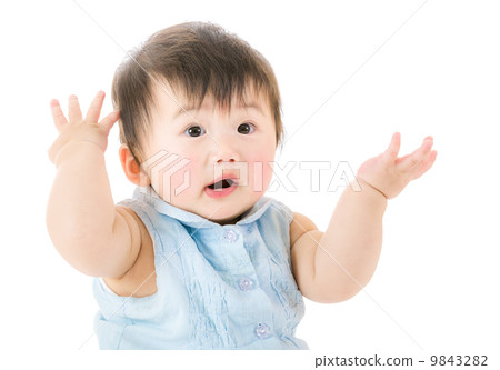 Asian baby girl isolated on white Asian baby girl isolated on white 9843282