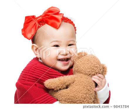 Baby play doll isolated on white 9843784