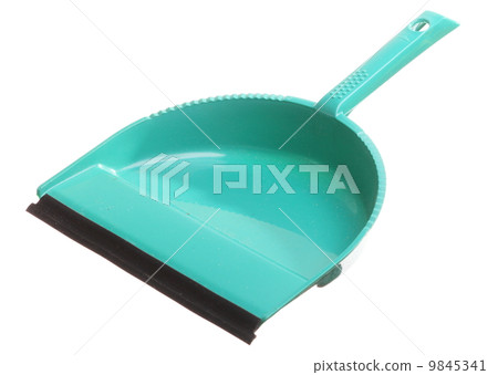 Green dustpan isolated - housework cleaning 9845341