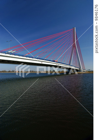 Suspension bridge on blue sky Suspension bridge on blue sky 9846176
