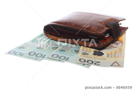 Economy and finance. Wallet with polish banknote isolated 9846939