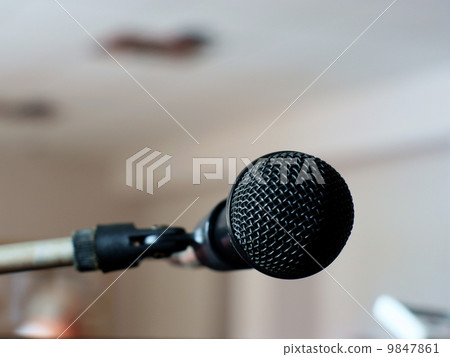 close-up microphone on the stage close-up microphone on the stage 9847861