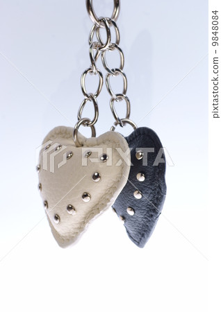 black and white heart fixed by chain. black and white heart fixed by chain. 9848084