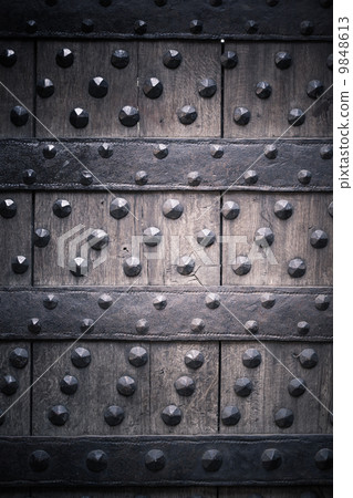 Old wooden background with metal rivets Old wooden background with metal rivets 9848613