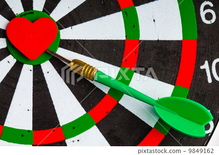 Black white target with dart in heart love symbol as bullseye Black white target with dart in heart love symbol as bullseye 9849162