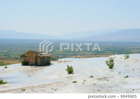 Travertine pools and terraces with water, Pamukkale, Turkey Travertine pools and terraces with water, Pamukkale, Turkey 9849985