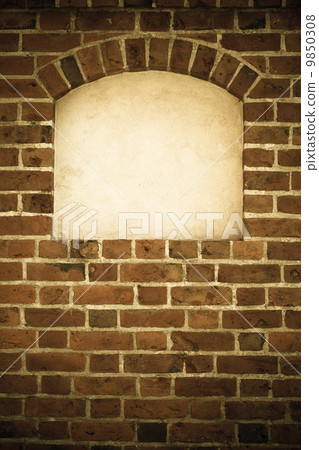 Old arch arc niche with copy space in brick wall background Old arch arc niche with copy space in brick wall background 9850308