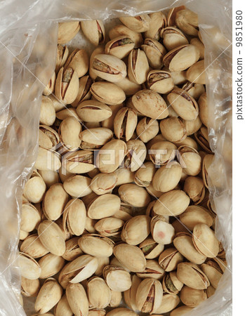 Closeup of pistachios in nut shells as food background Closeup of pistachios in nut shells as food background 9851980
