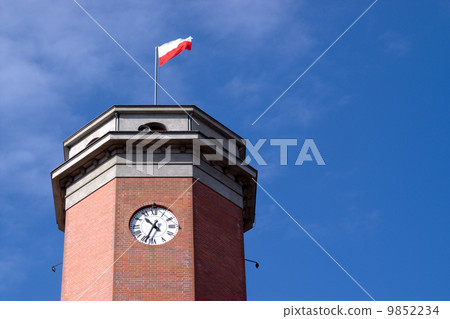 Historical Medieval Town Hall clock tower from poland Historical Medieval Town Hall clock tower from poland 9852234