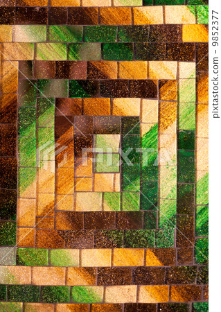 Abstract glass mosaic background green brown tone 9852377