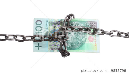 Polish currency with chain for security and investment Polish currency with chain for security and investment 9852796