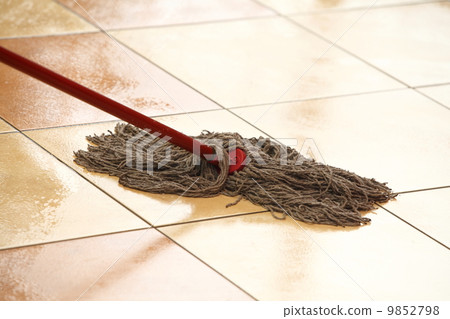 cleaning the floor with a mop 9852798