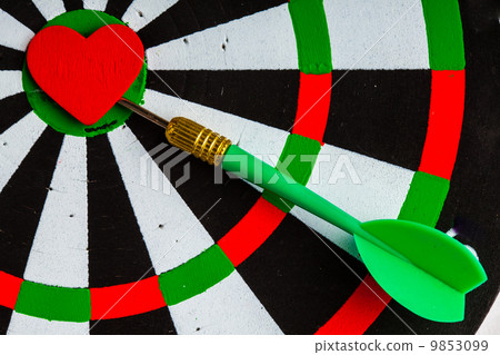 Black white target with dart in heart love symbol as bullseye Black white target with dart in heart love symbol as bullseye 9853099