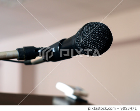close-up microphone on the stage 9853471