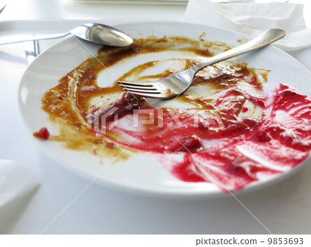 Empty plate dirty after dinner. Empty plate dirty after dinner. 9853693
