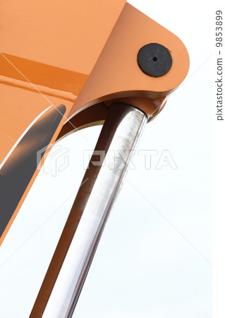 Detail of hydraulic bulldozer white background 9853899