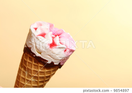 Berry icecream waffle cone on orange Berry icecream waffle cone on orange 9854897