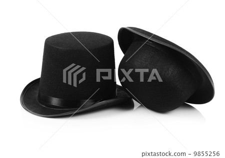 Black tophat top hat isolated on the white 9855256