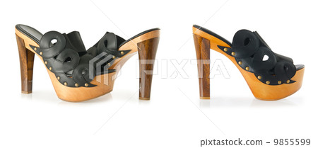 Composite photo of woman shoes isolated on white 9855599