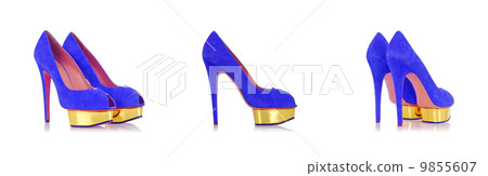 Composite photo of woman shoes isolated on white Composite photo of woman shoes isolated on white 9855607