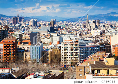 metropolitan area from Montjuic hill. Barcelona metropolitan area from Montjuic hill. Barcelona 9856055