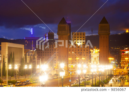 Evening view of Plaza de Espana. Barcelona Evening view of Plaza de Espana. Barcelona 9856067
