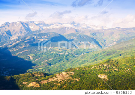 Summer view of Pyrenees mountains 9856333