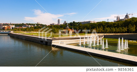 Manzanares river in summer day. Madrid Manzanares river in summer day. Madrid 9856361