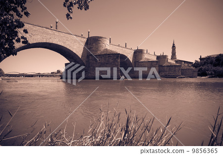 Retro photo of Stone Bridge over Ebro Retro photo of Stone Bridge over Ebro 9856365