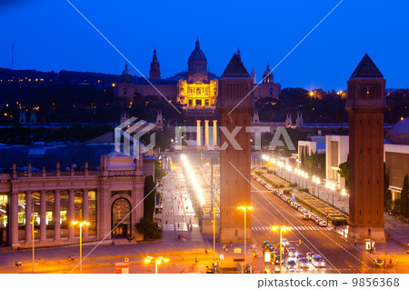 evening view of Plaza de Espana with Venetian towers evening view of Plaza de Espana with Venetian towers 9856368