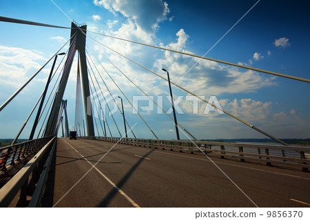 Murom cable bridge through Oka Murom cable bridge through Oka 9856370